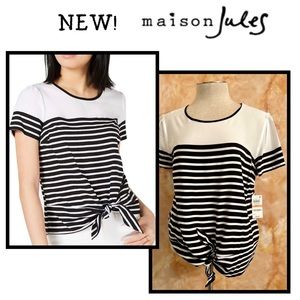 NWT Madison Jules Black and White Striped Blouse Small